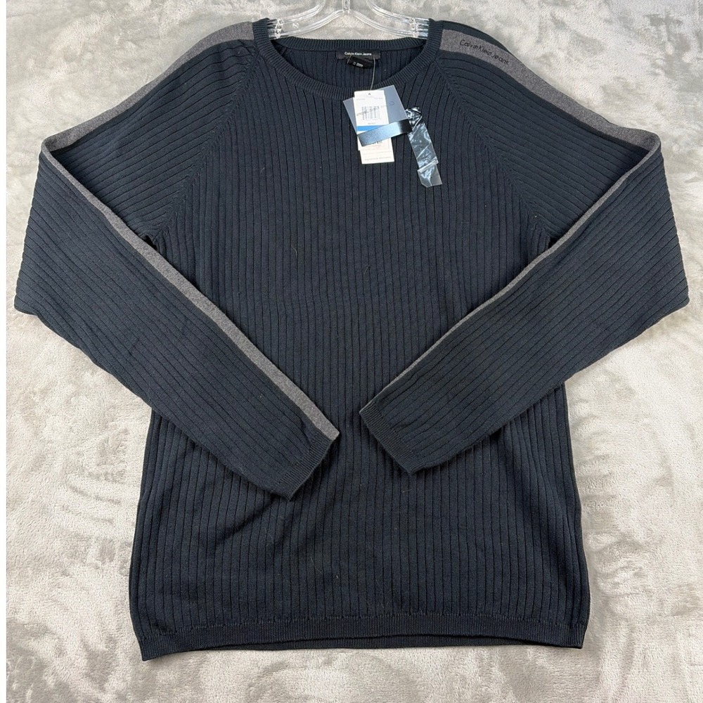 Calvin Klein Black Neck Long Sleeve Knit Sweater Top Small